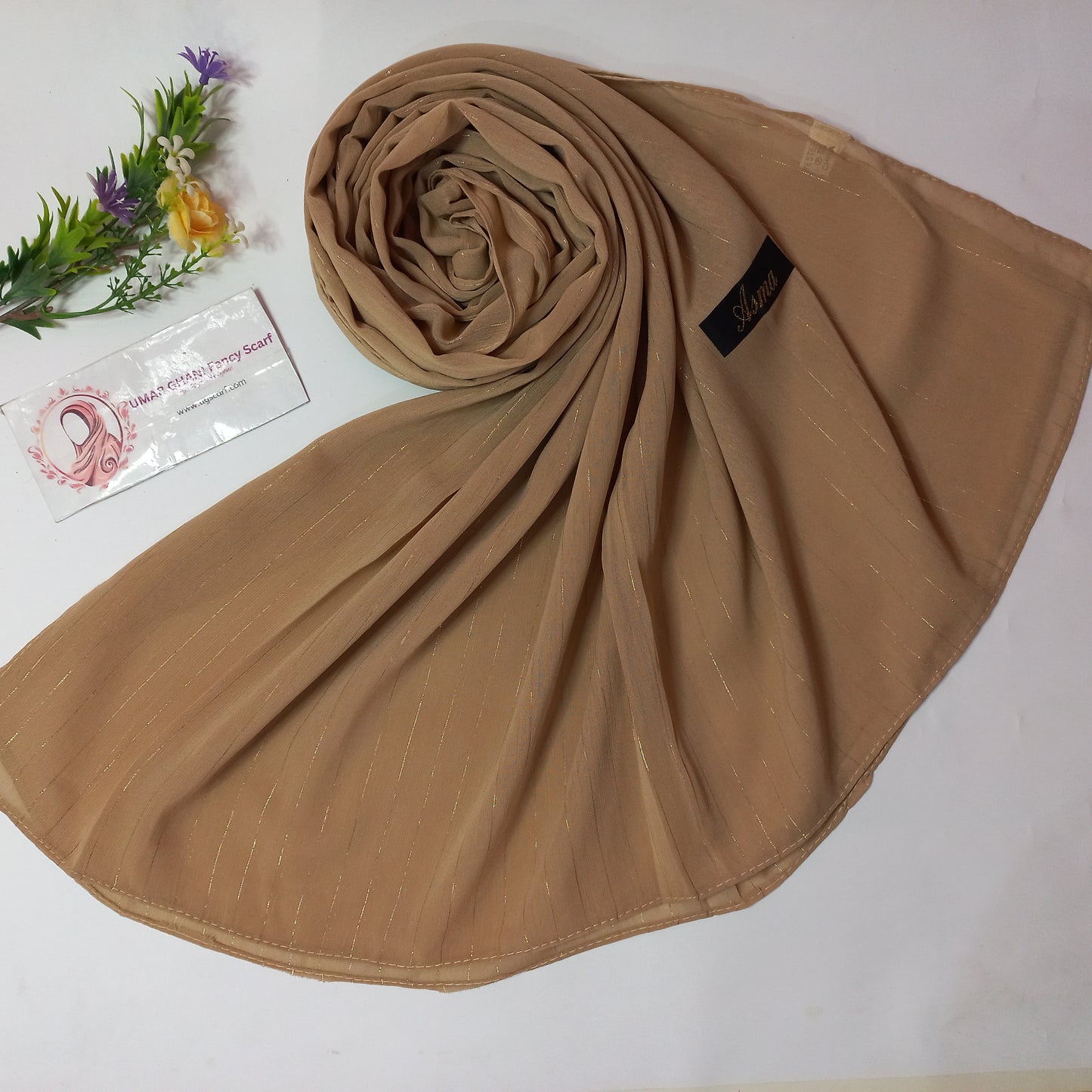 Imported Plain Georgette Glitter Lining Hijab Scarf