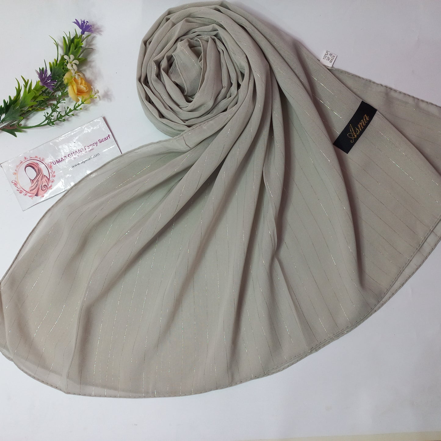 Imported Plain Georgette Glitter Lining Hijab Scarf