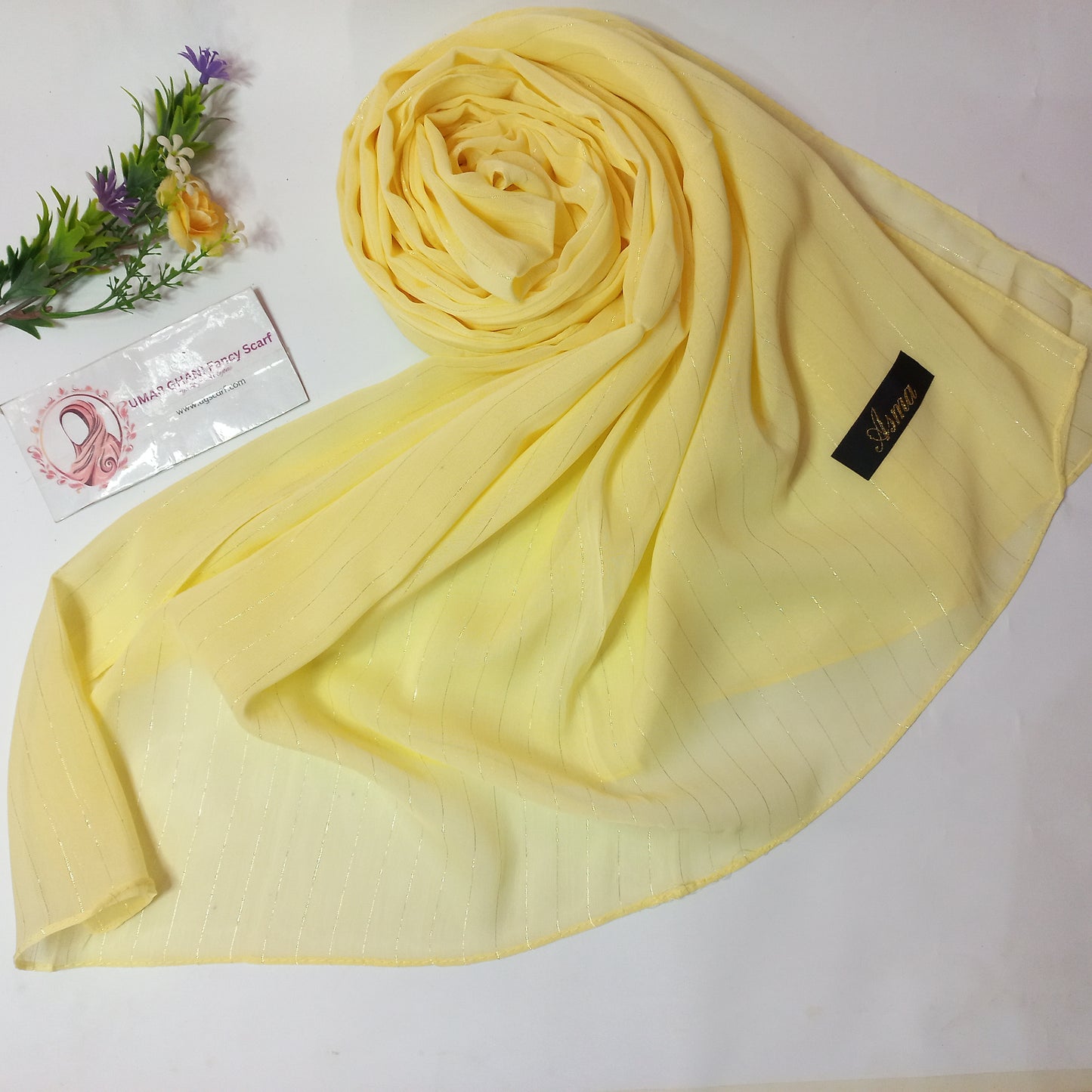 Imported Plain Georgette Glitter Lining Hijab Scarf