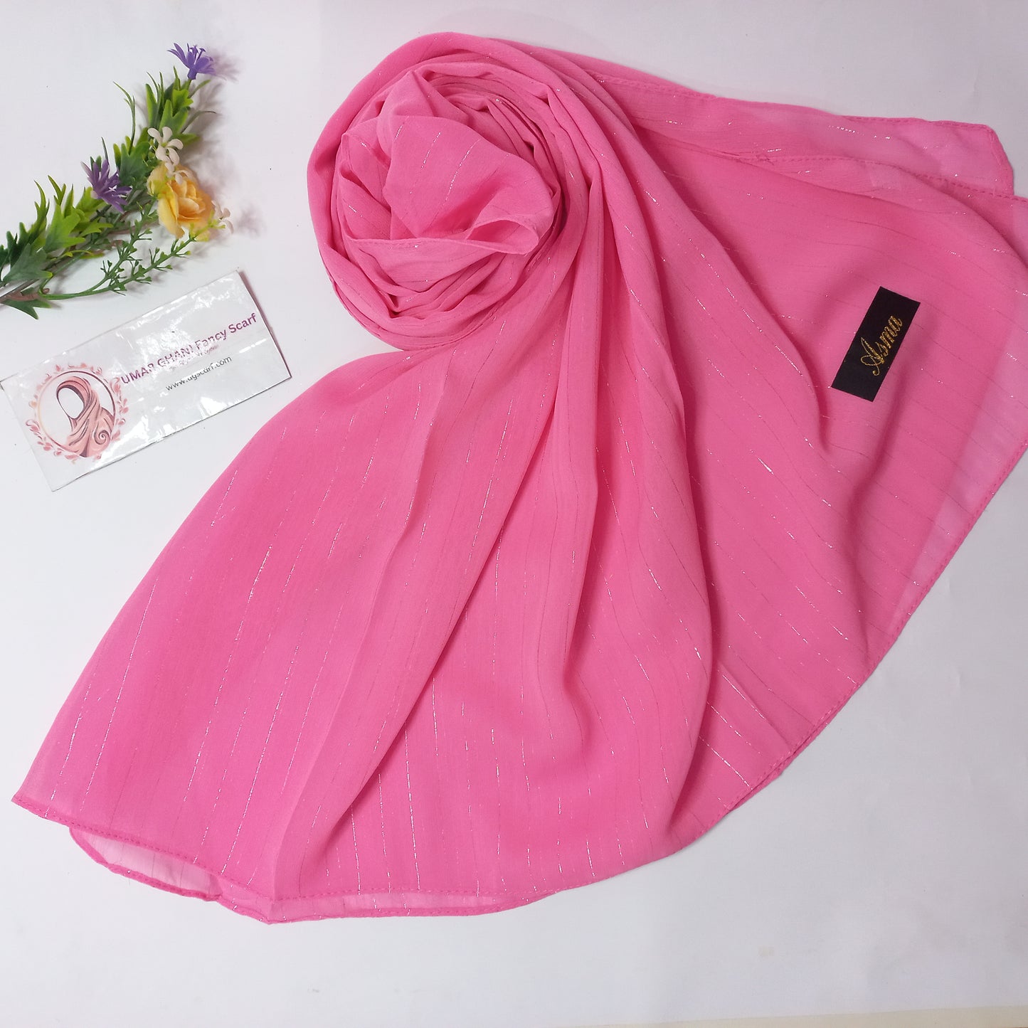 Imported Plain Georgette Glitter Lining Hijab Scarf