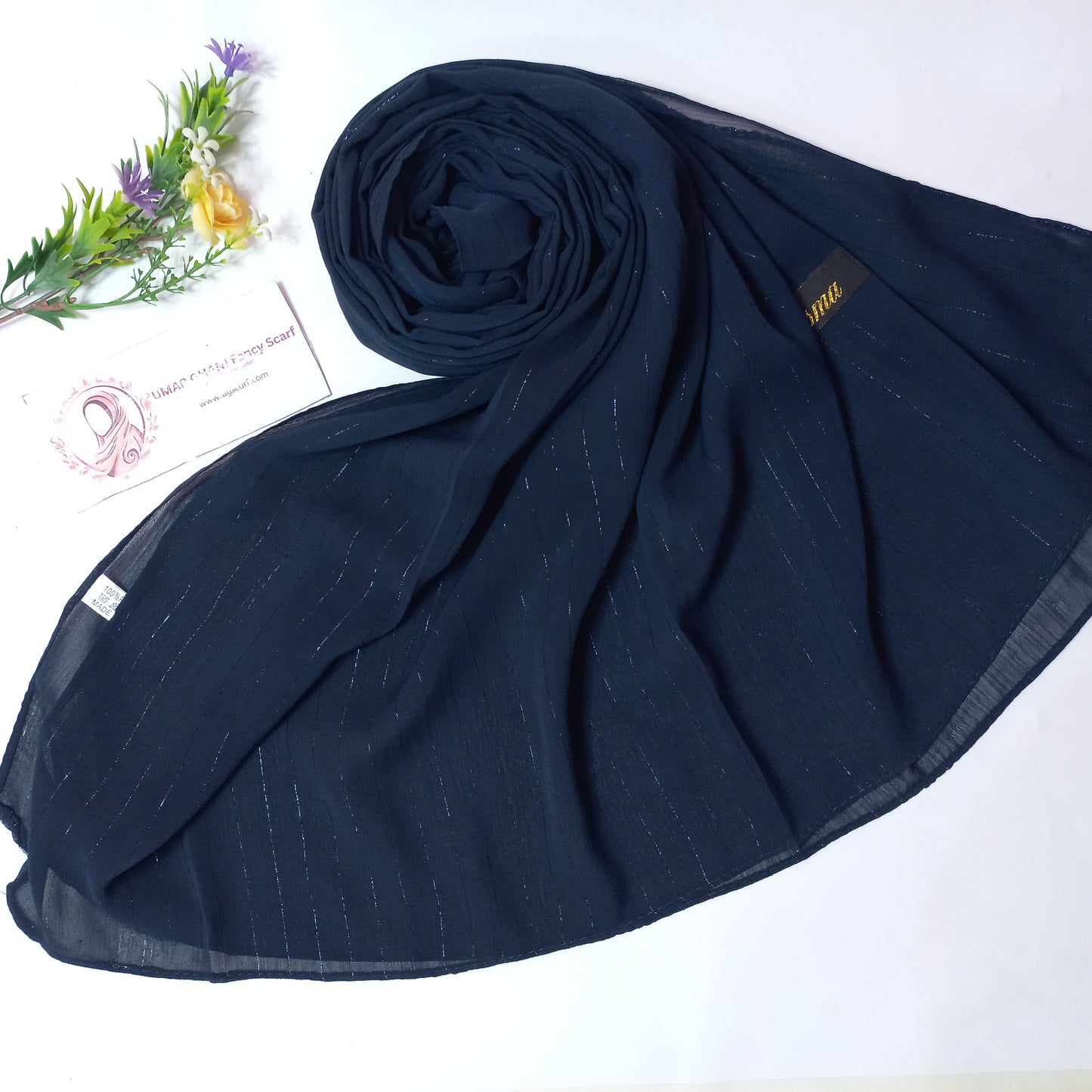 Imported Plain Georgette Glitter Lining Hijab Scarf