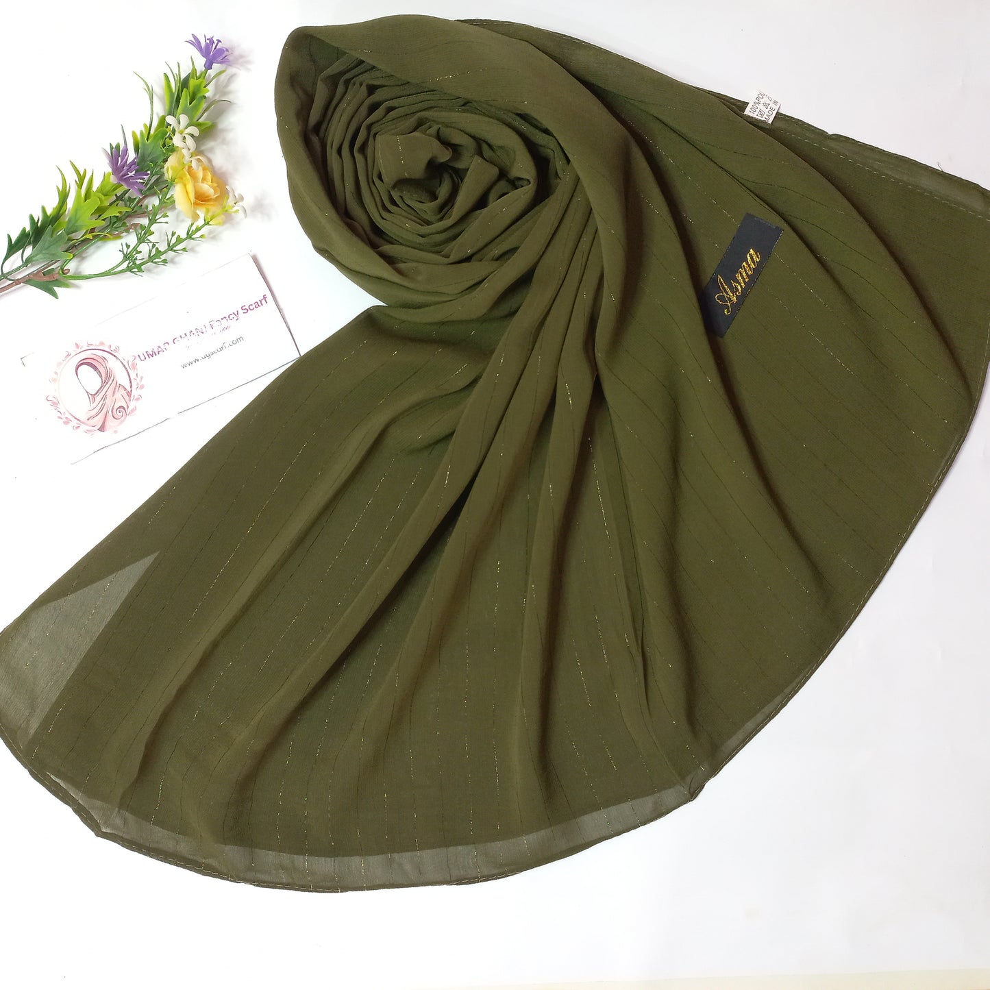 Imported Plain Georgette Glitter Lining Hijab Scarf