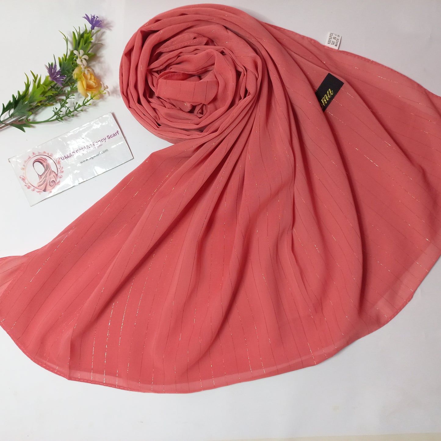 Imported Plain Georgette Glitter Lining Hijab Scarf