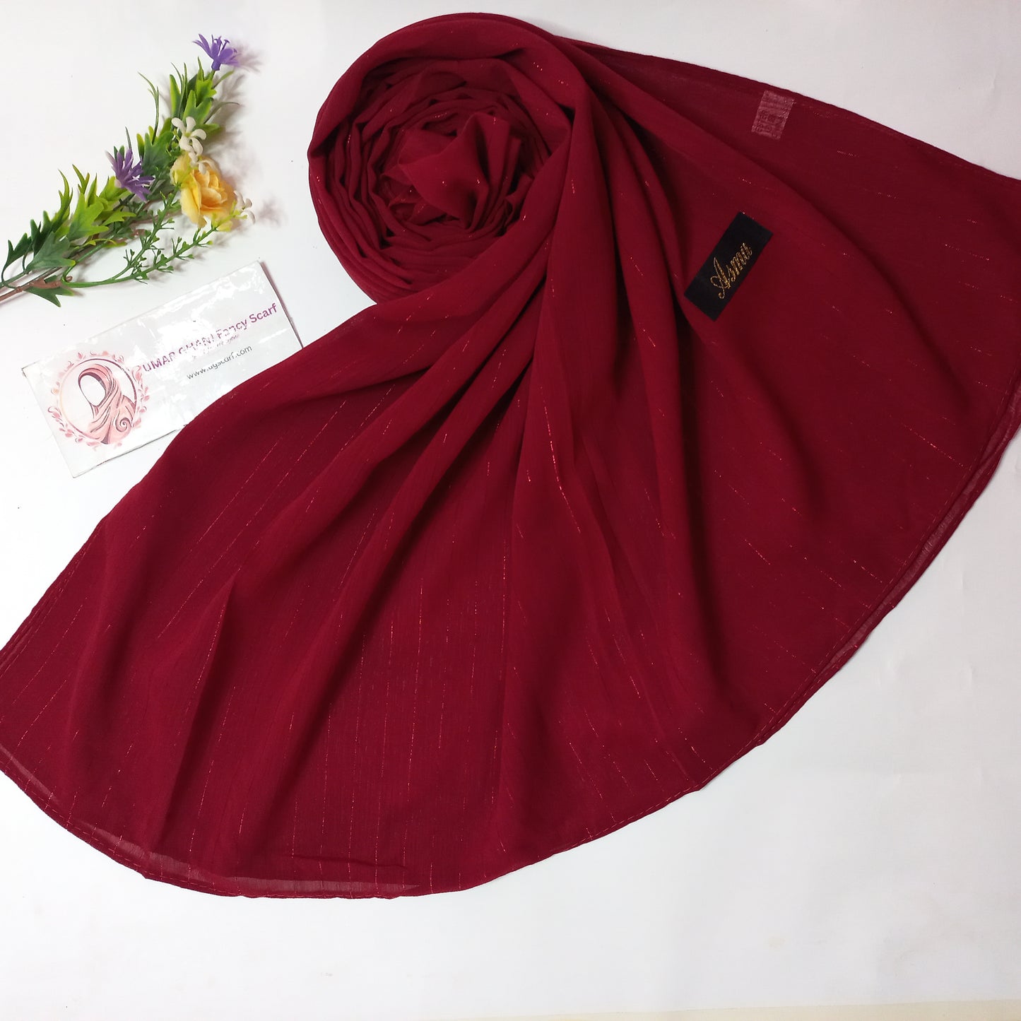 Imported Plain Georgette Glitter Lining Hijab Scarf