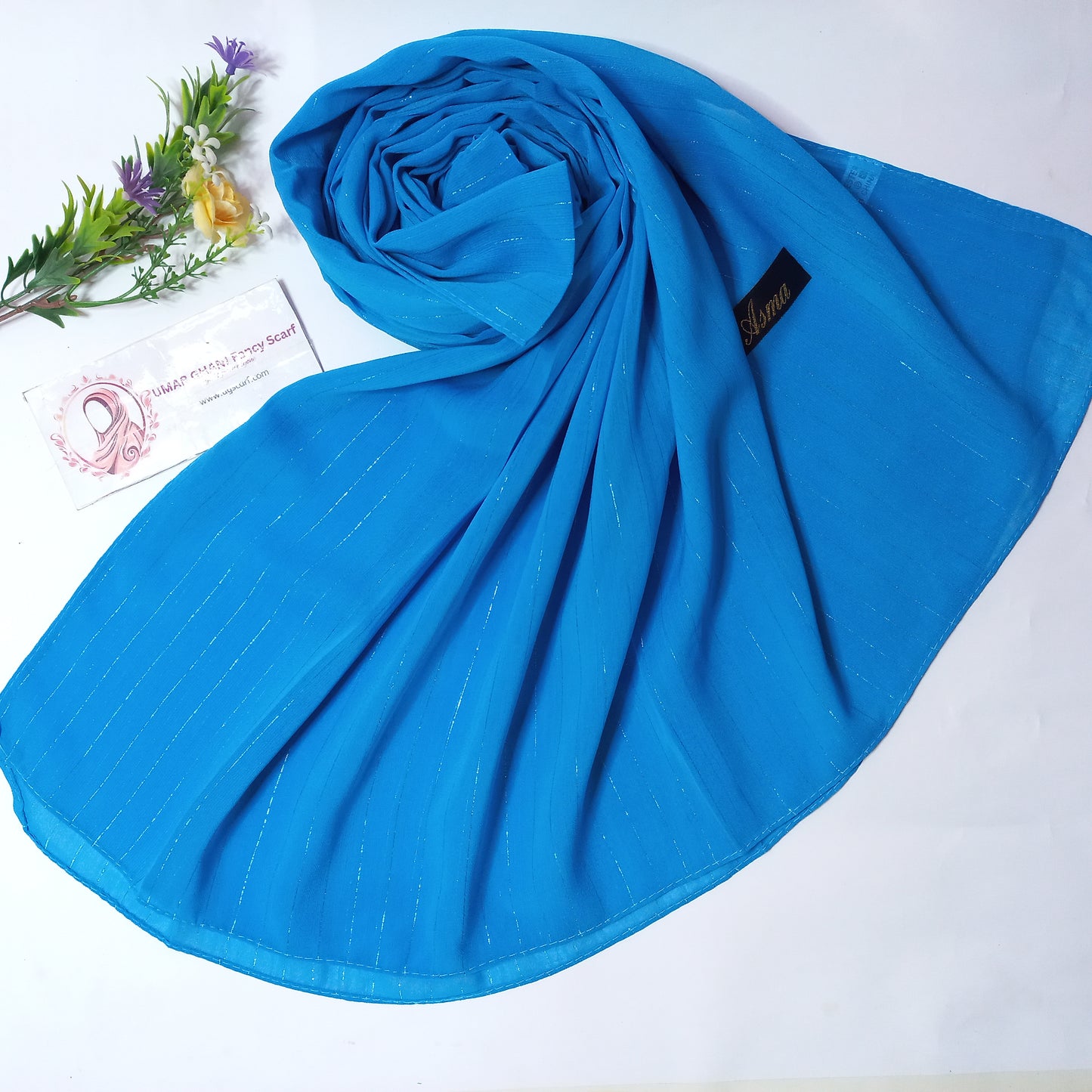 Imported Plain Georgette Glitter Lining Hijab Scarf