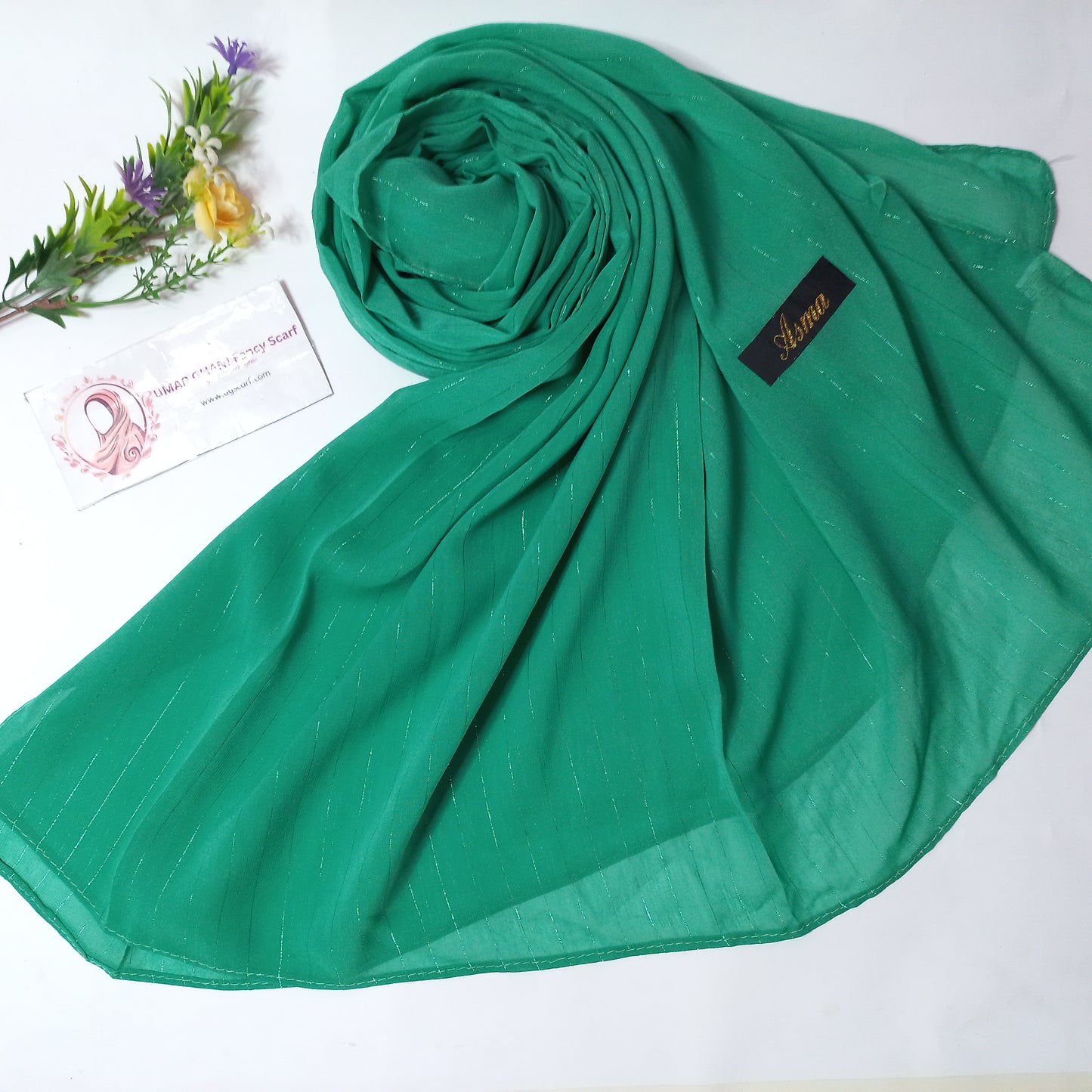 Imported Plain Georgette Glitter Lining Hijab Scarf