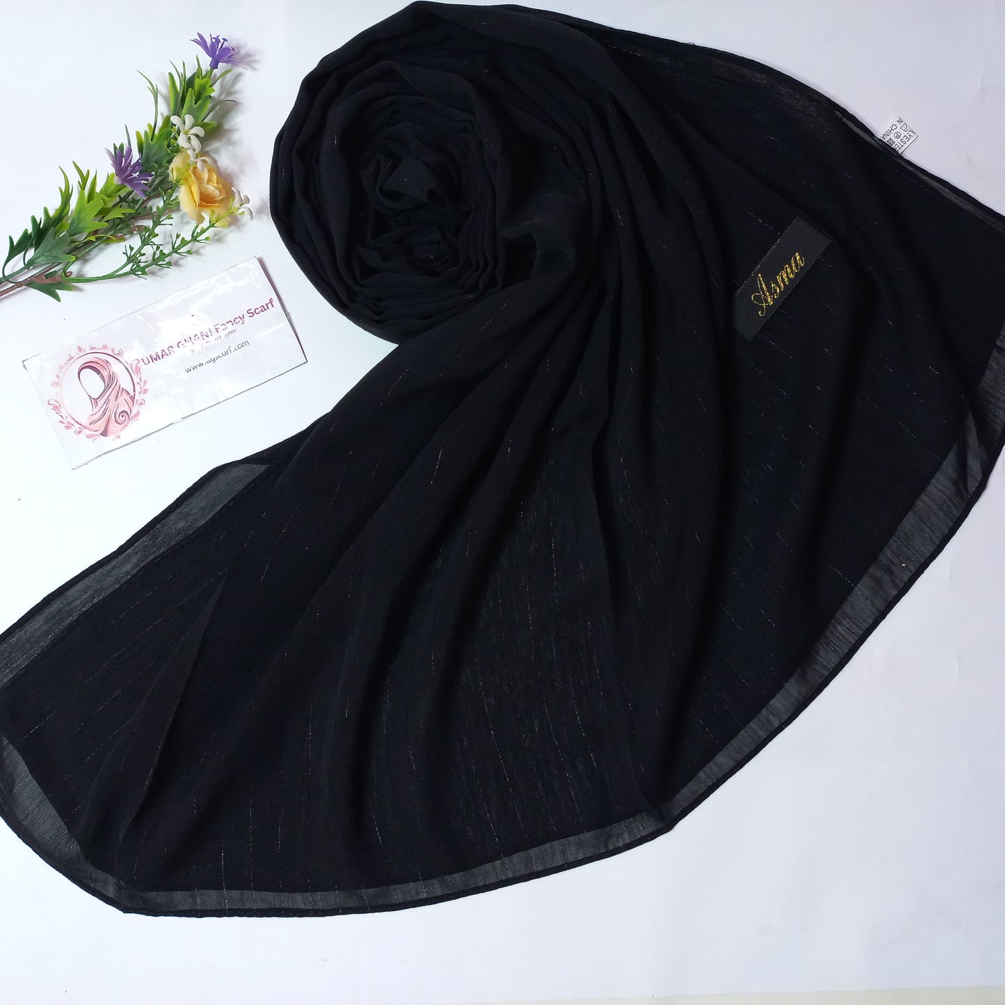 Imported Plain Georgette Glitter Lining Hijab Scarf