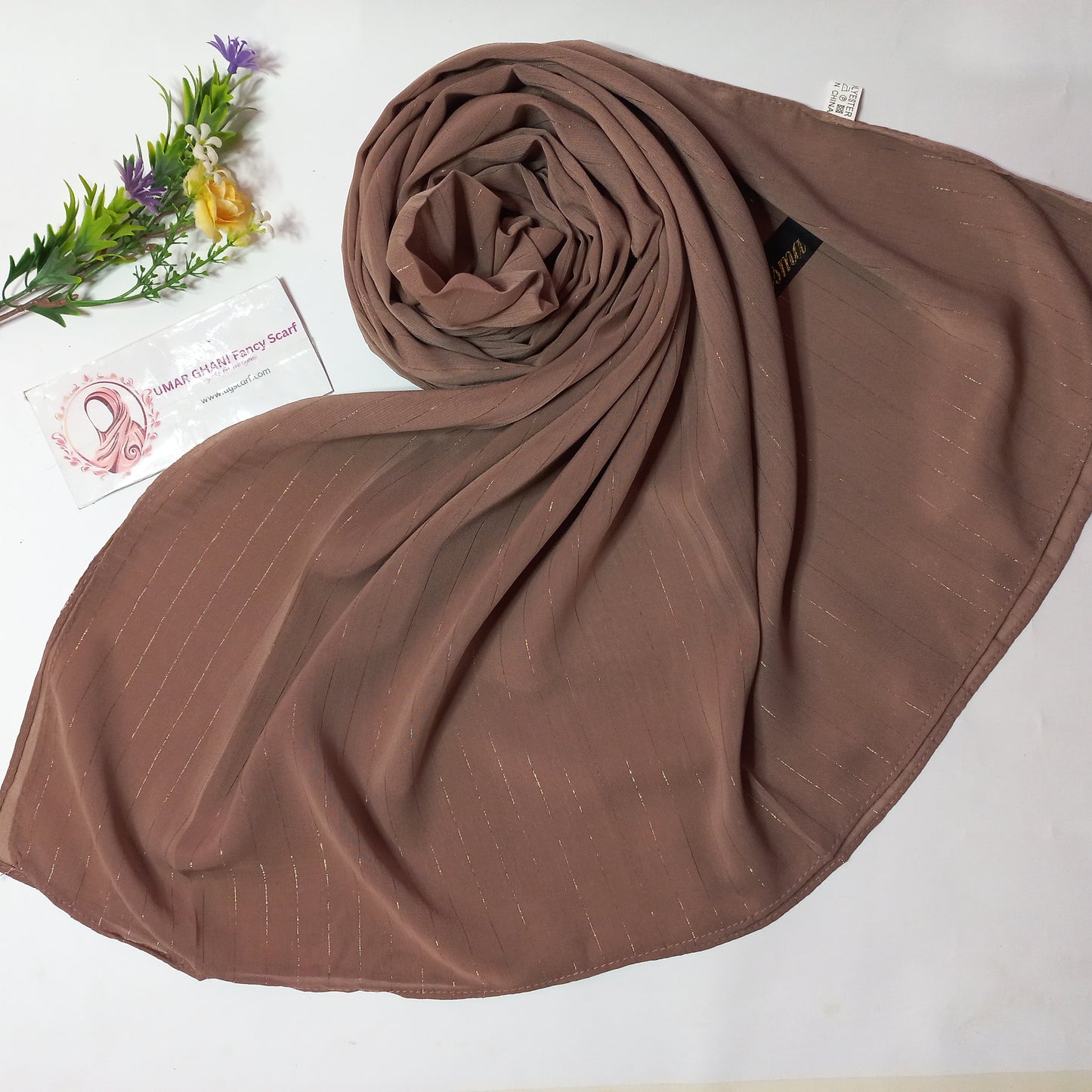 Imported Plain Georgette Glitter Lining Hijab Scarf