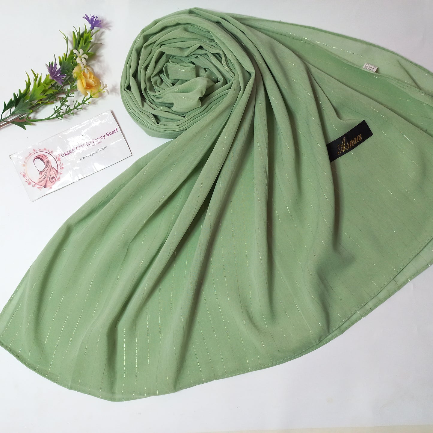 Imported Plain Georgette Glitter Lining Hijab Scarf