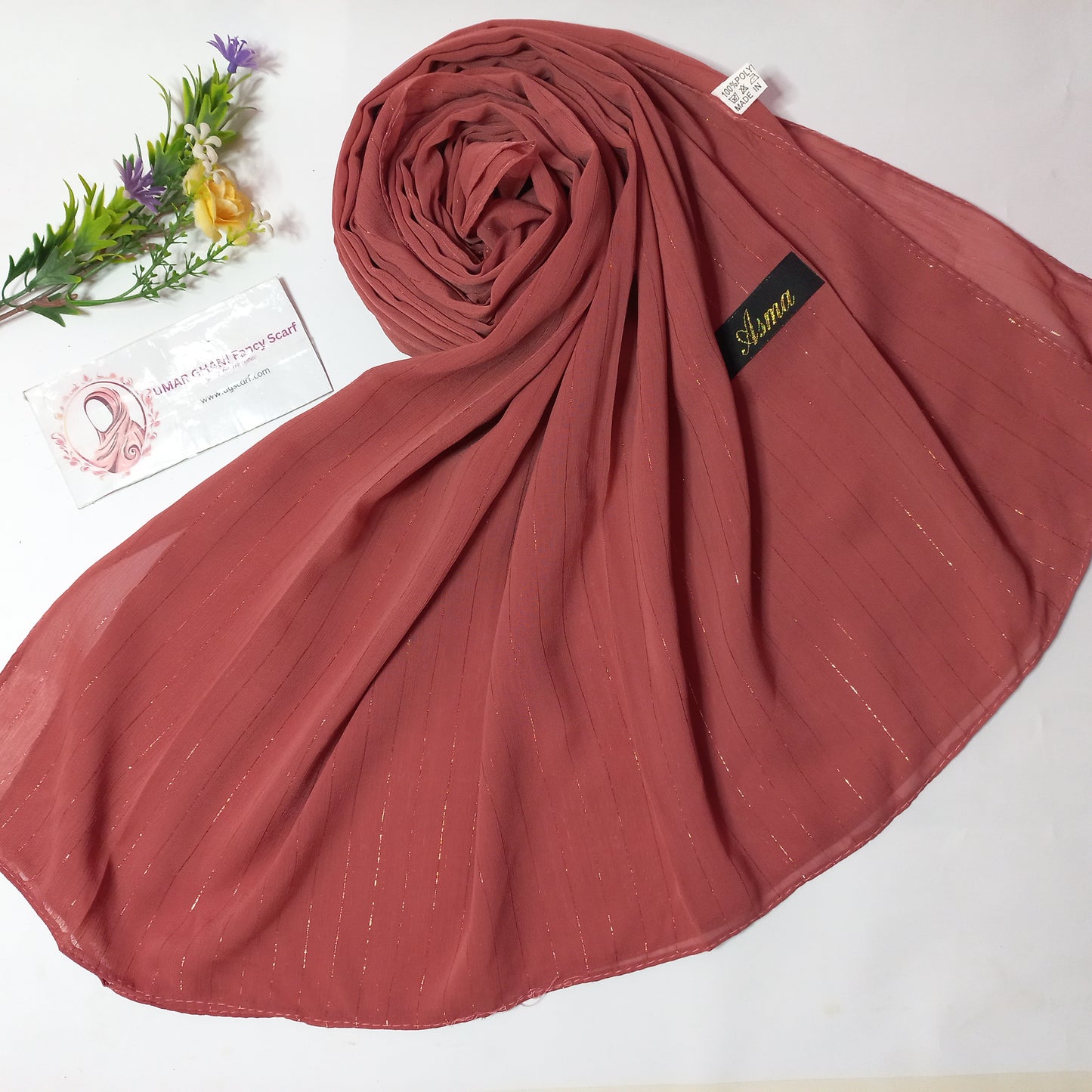 Imported Plain Georgette Glitter Lining Hijab Scarf