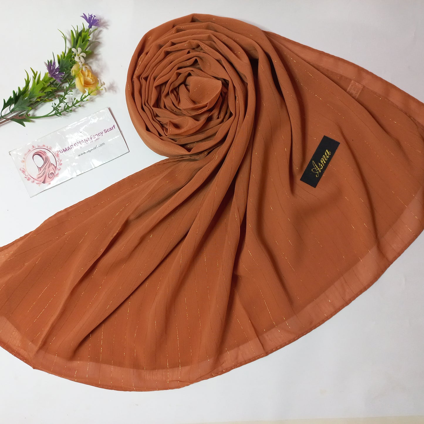 Imported Plain Georgette Glitter Lining Hijab Scarf