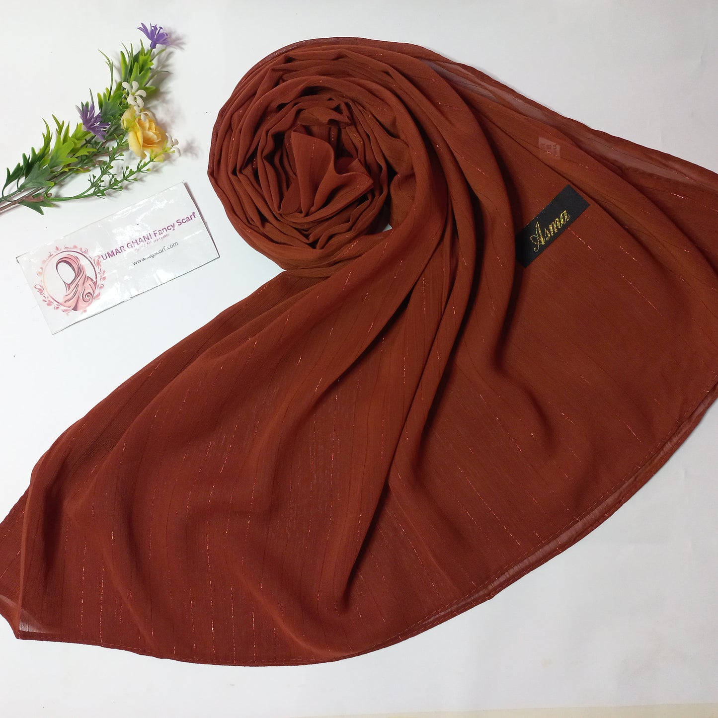 Imported Plain Georgette Glitter Lining Hijab Scarf