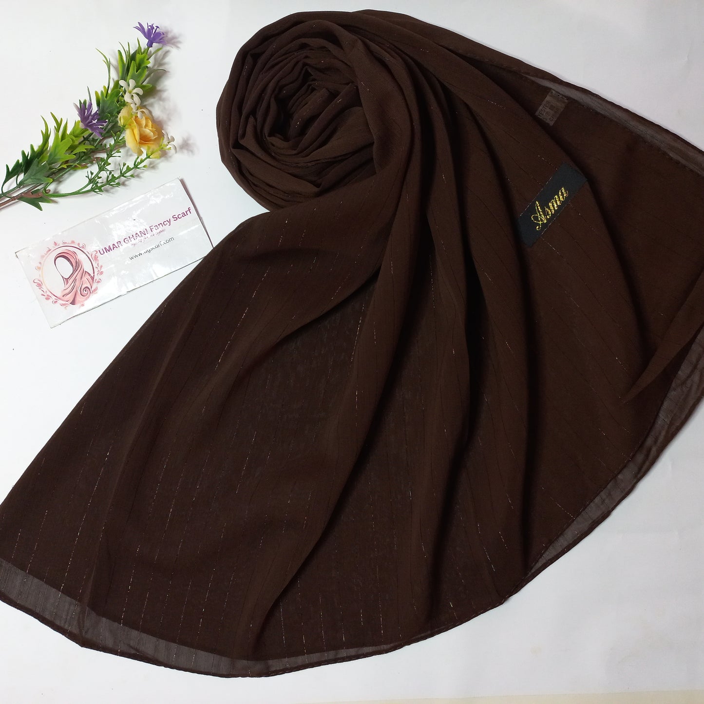 Imported Plain Georgette Glitter Lining Hijab Scarf