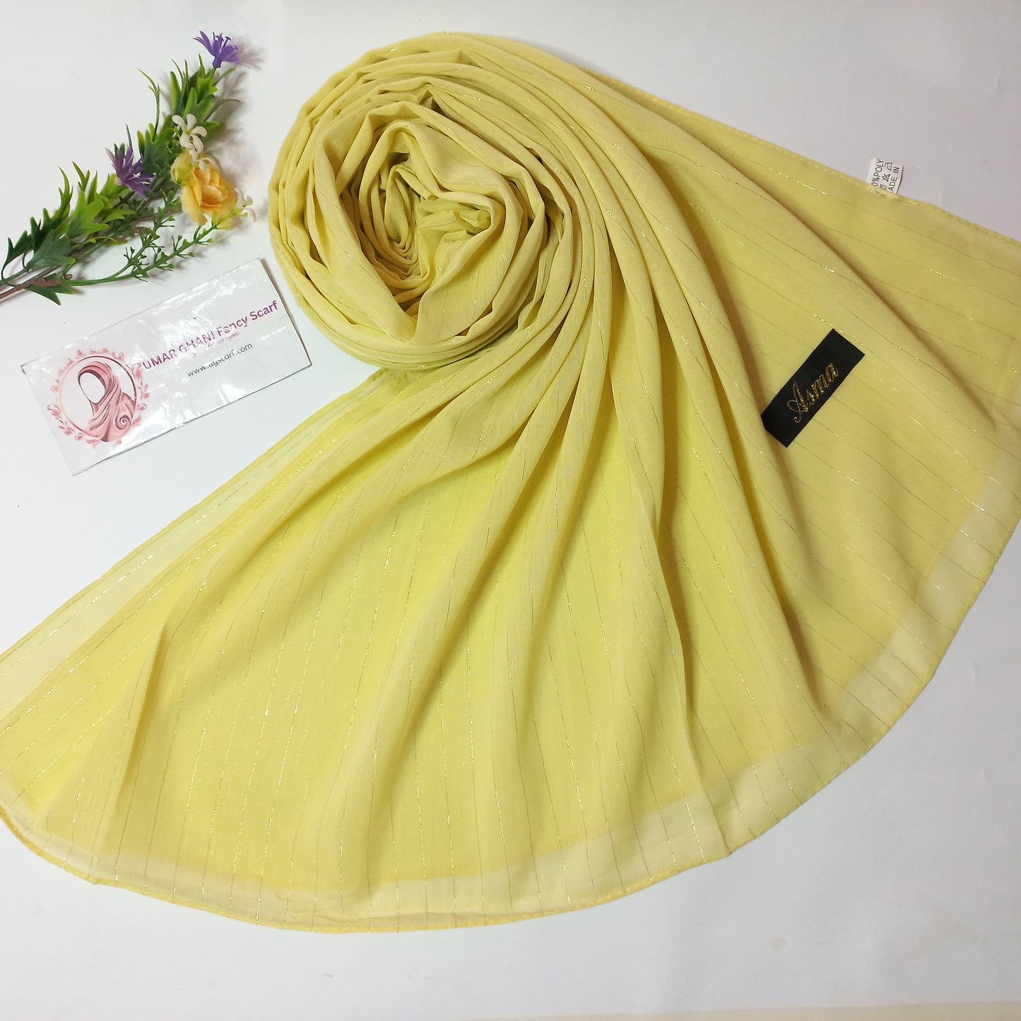 Imported Plain Georgette Glitter Lining Hijab Scarf