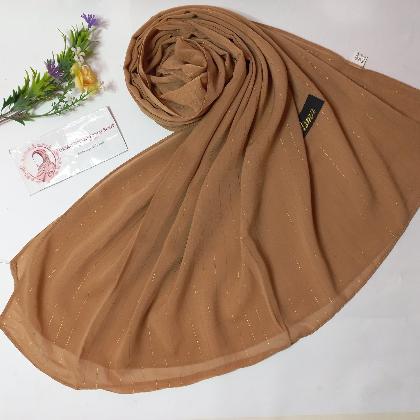 Imported Plain Georgette Glitter Lining Hijab Scarf