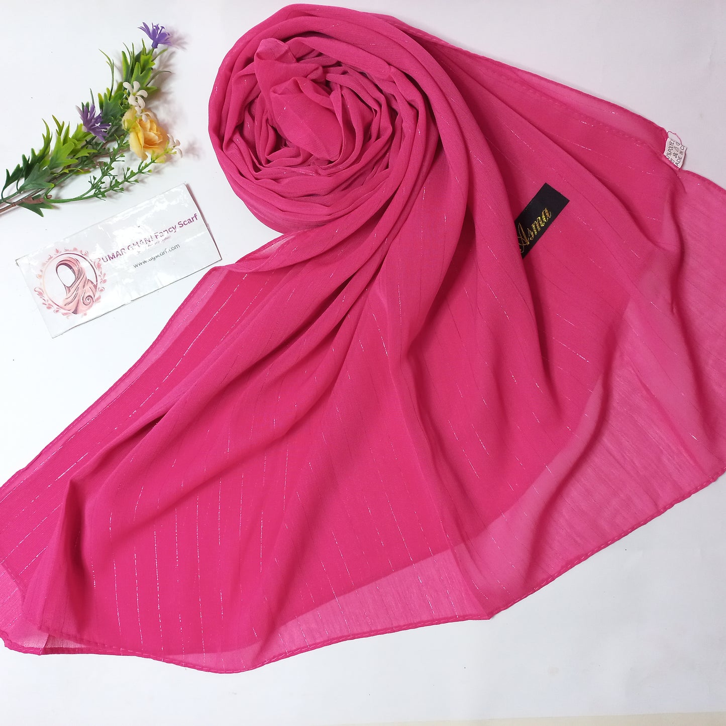 Imported Plain Georgette Glitter Lining Hijab Scarf