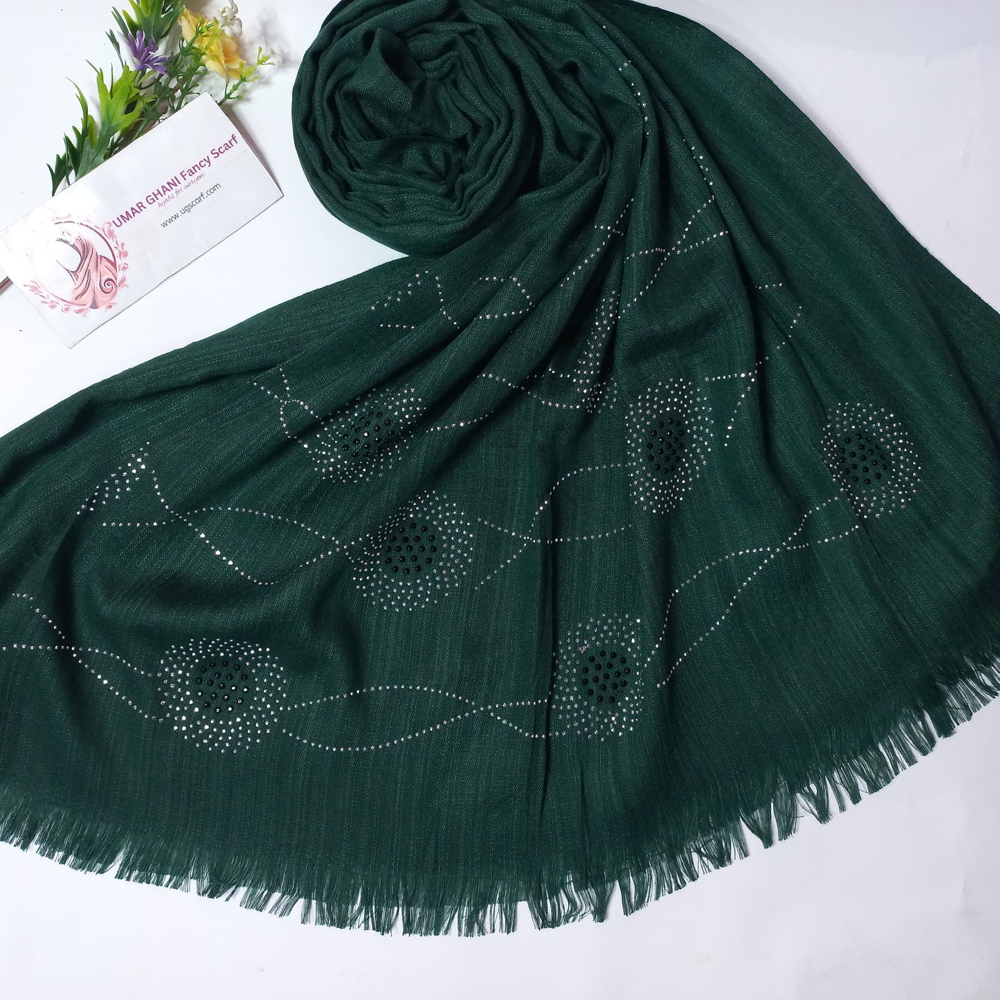 Imported Plain Cashmere slub Lawn Nag Pallu Hijab Scarf