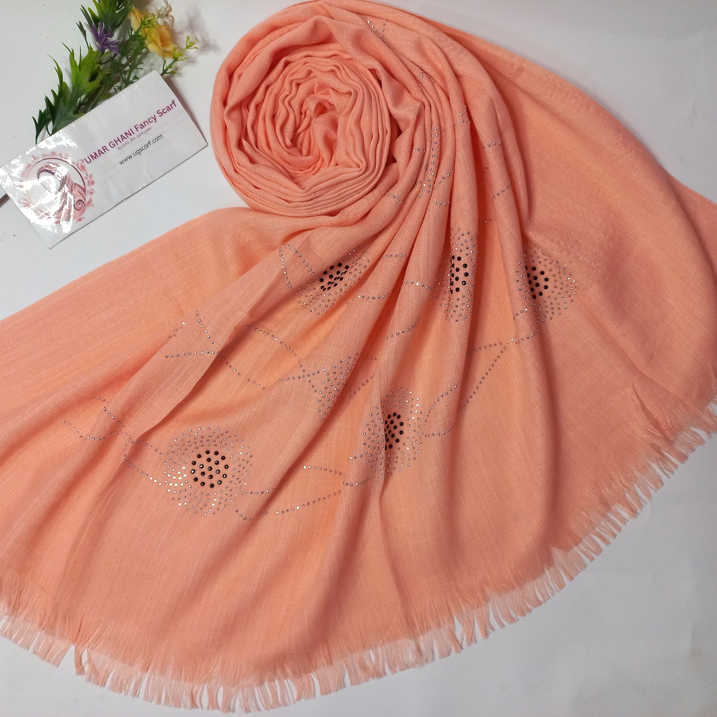 Imported Plain Cashmere slub Lawn Nag Pallu Hijab Scarf