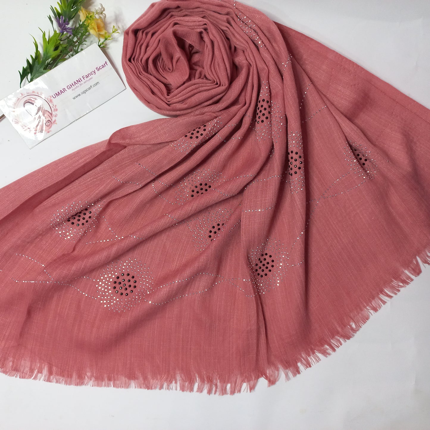 Imported Plain Cashmere slub Lawn Nag Pallu Hijab Scarf