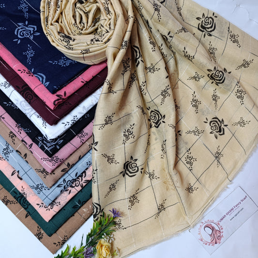 Imported Cotton Lawn Multi Check Fancy Print Hijab Scarf