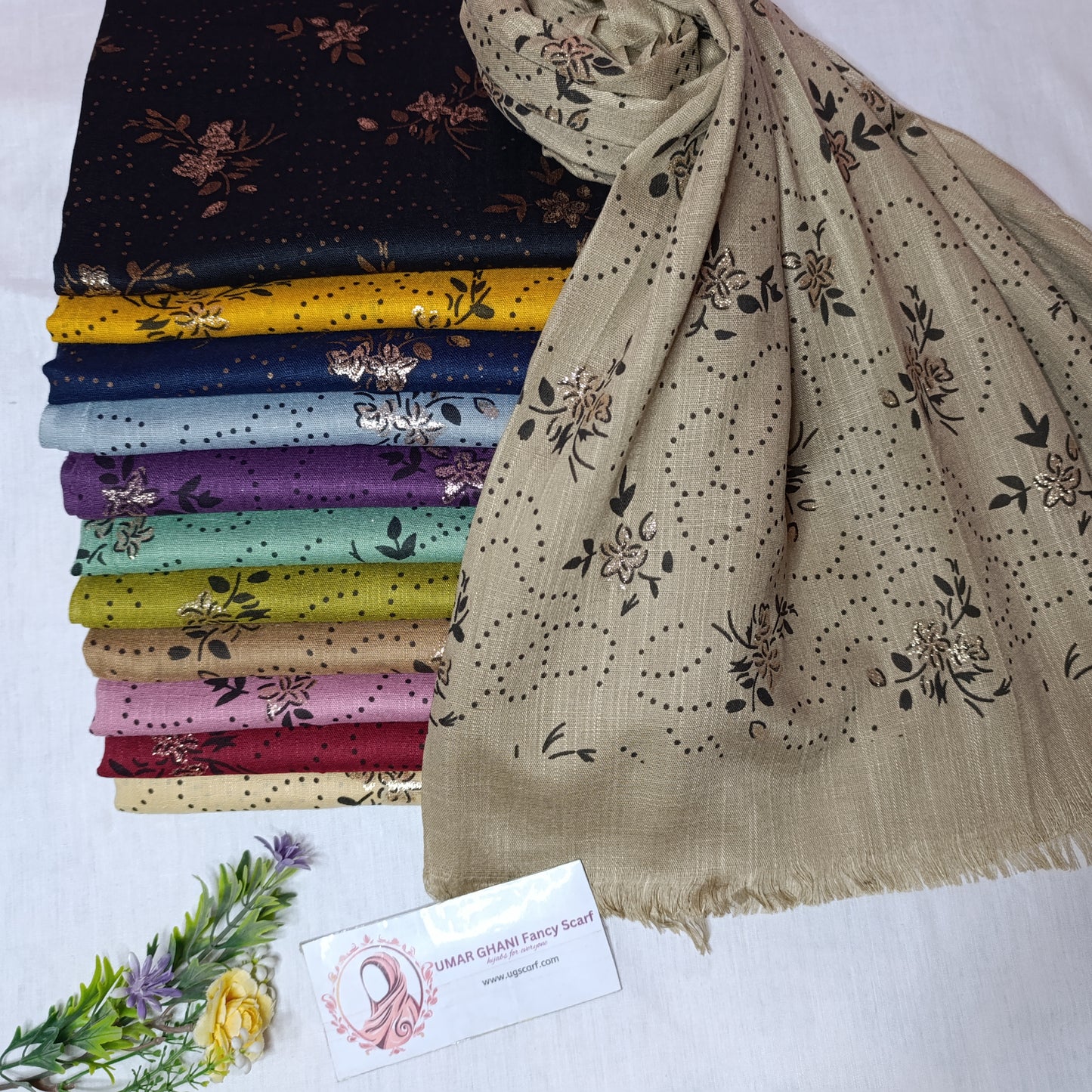 Imported Cashmere Slub Fancy Print Hijab Scarf