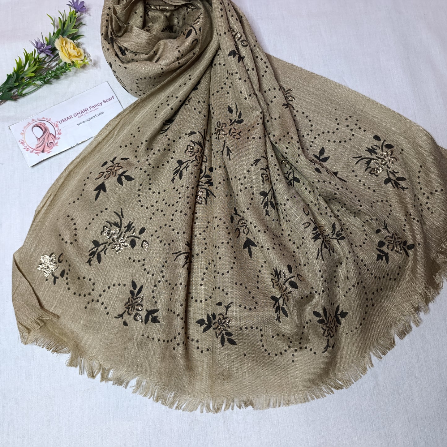 Imported Cashmere Slub Fancy Print Hijab Scarf