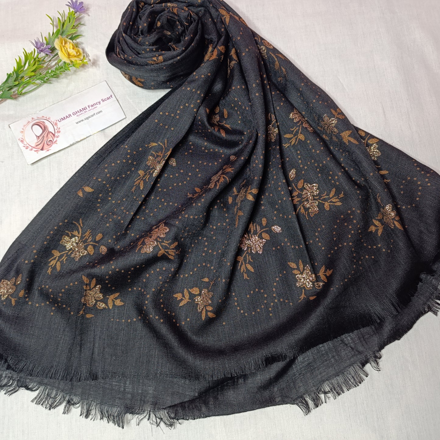 Imported Cashmere Slub Fancy Print Hijab Scarf