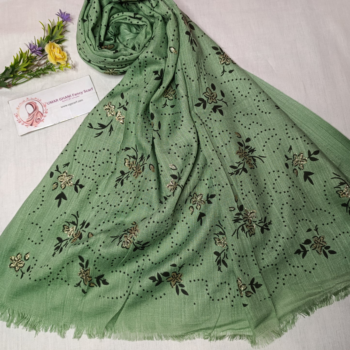 Imported Cashmere Slub Fancy Print Hijab Scarf