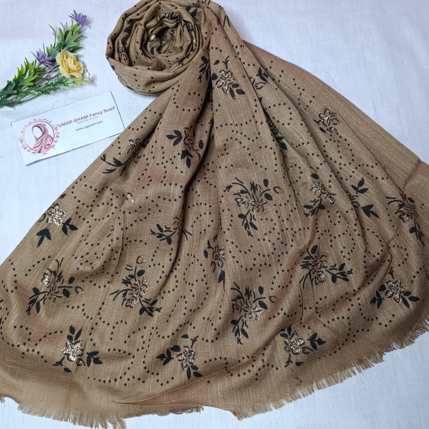 Imported Cashmere Slub Fancy Print Hijab Scarf