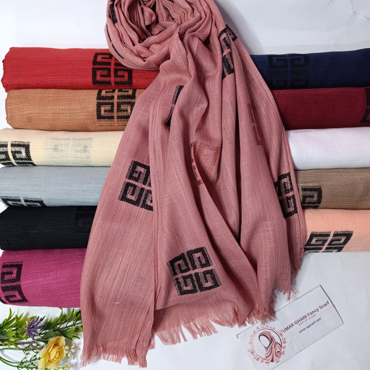 Imported Turkish Plain Fancy Embossed Hijab Scarf