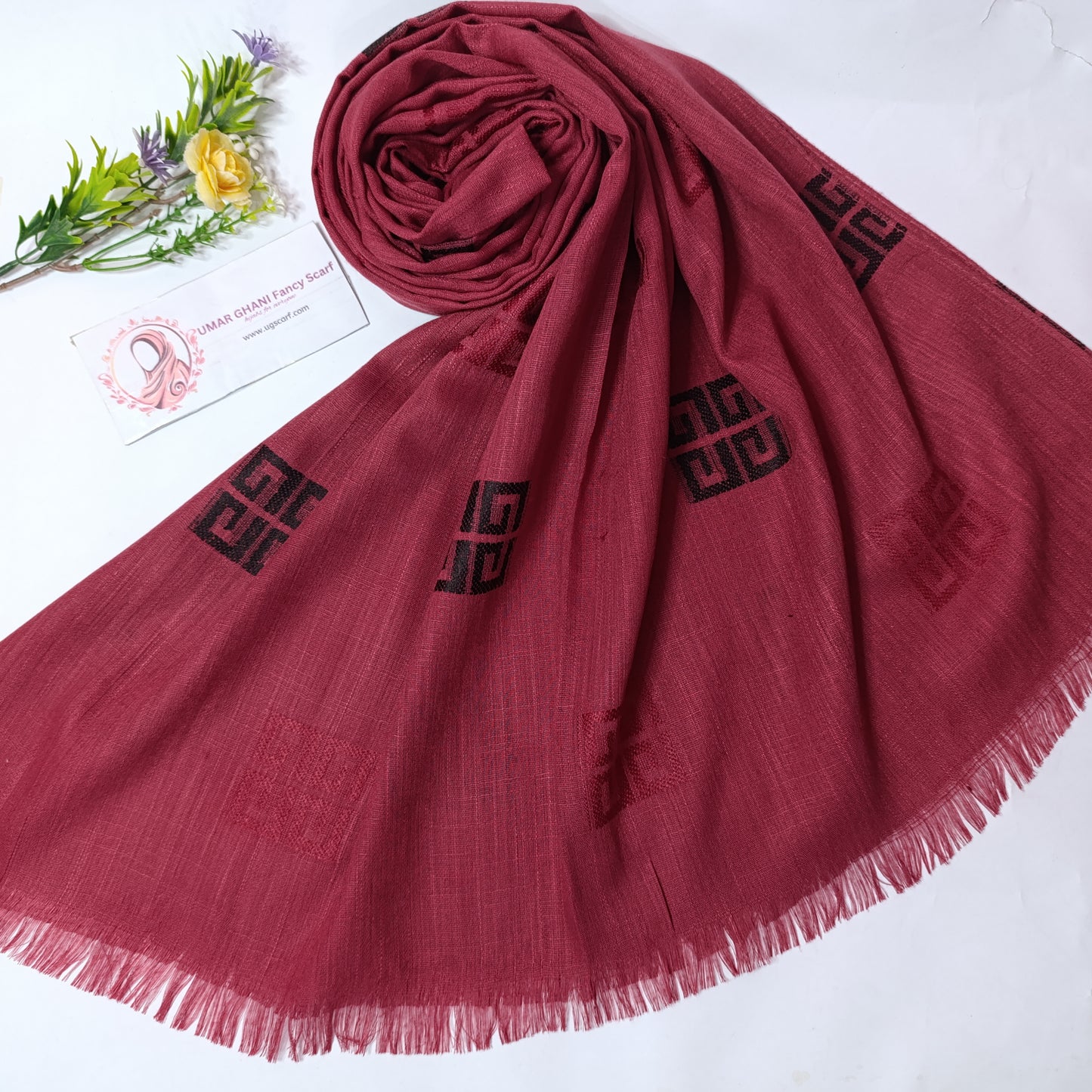 Imported Turkish Plain Fancy Embossed Hijab Scarf