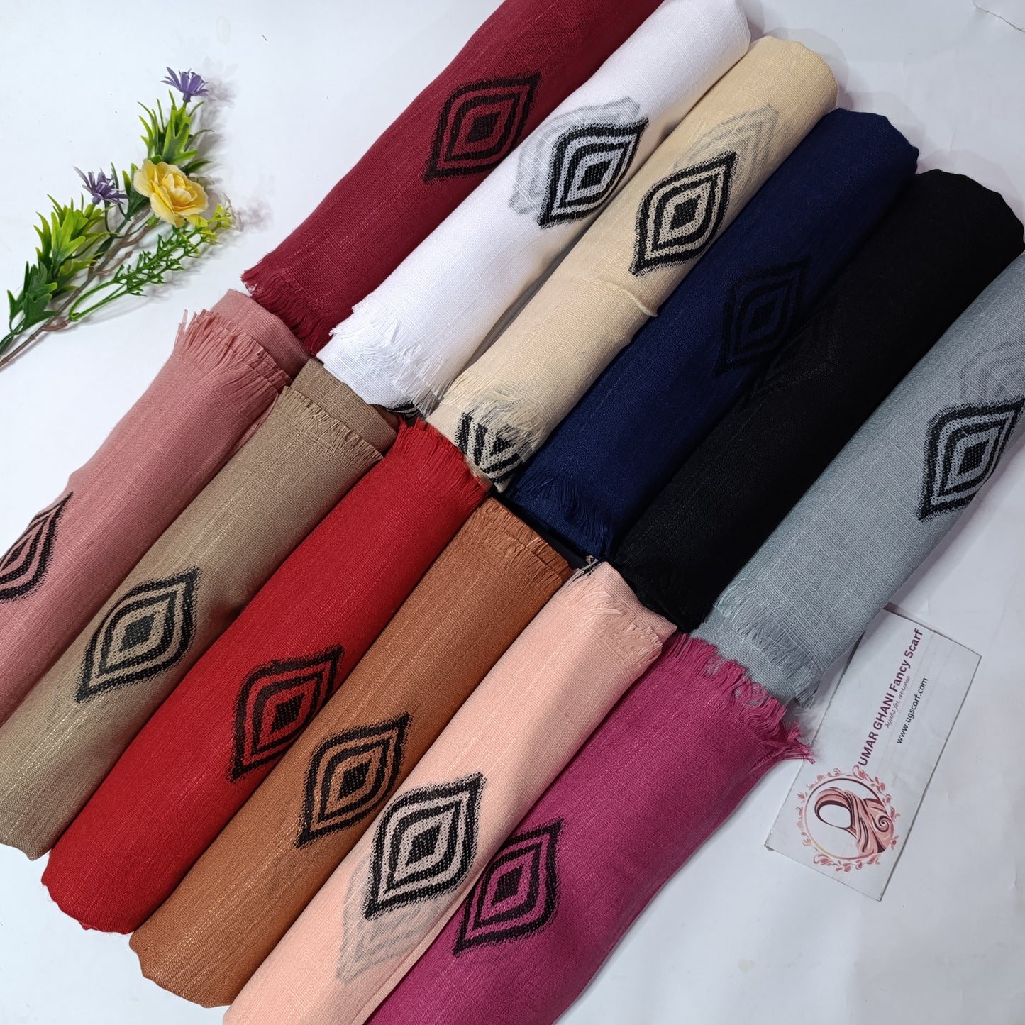 Imported Turkish Plain Fancy Embossed Hijab Scarf