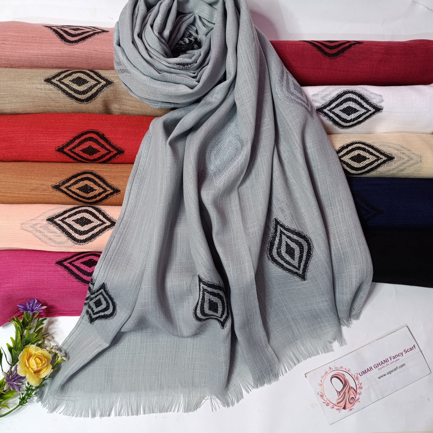 Imported Turkish Plain Fancy Embossed Hijab Scarf