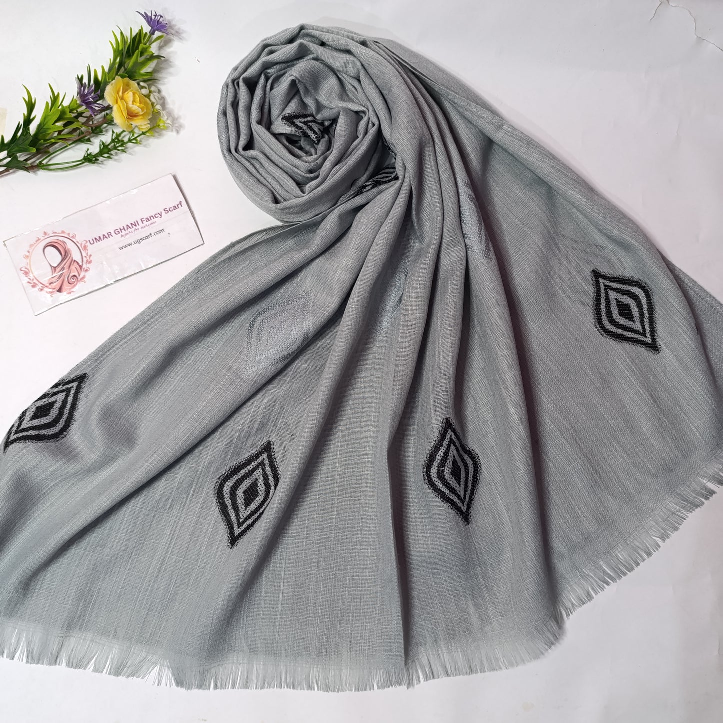 Imported Turkish Plain Fancy Embossed Hijab Scarf