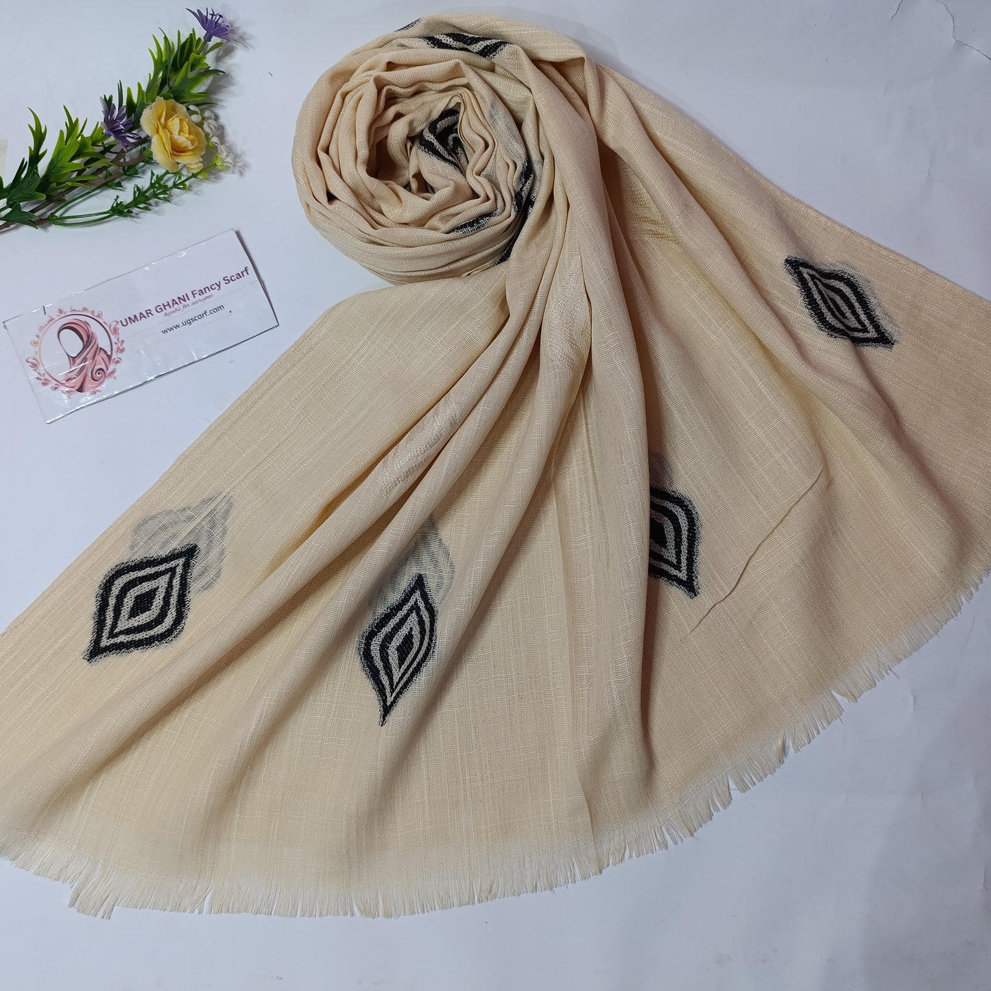 Imported Turkish Plain Fancy Embossed Hijab Scarf