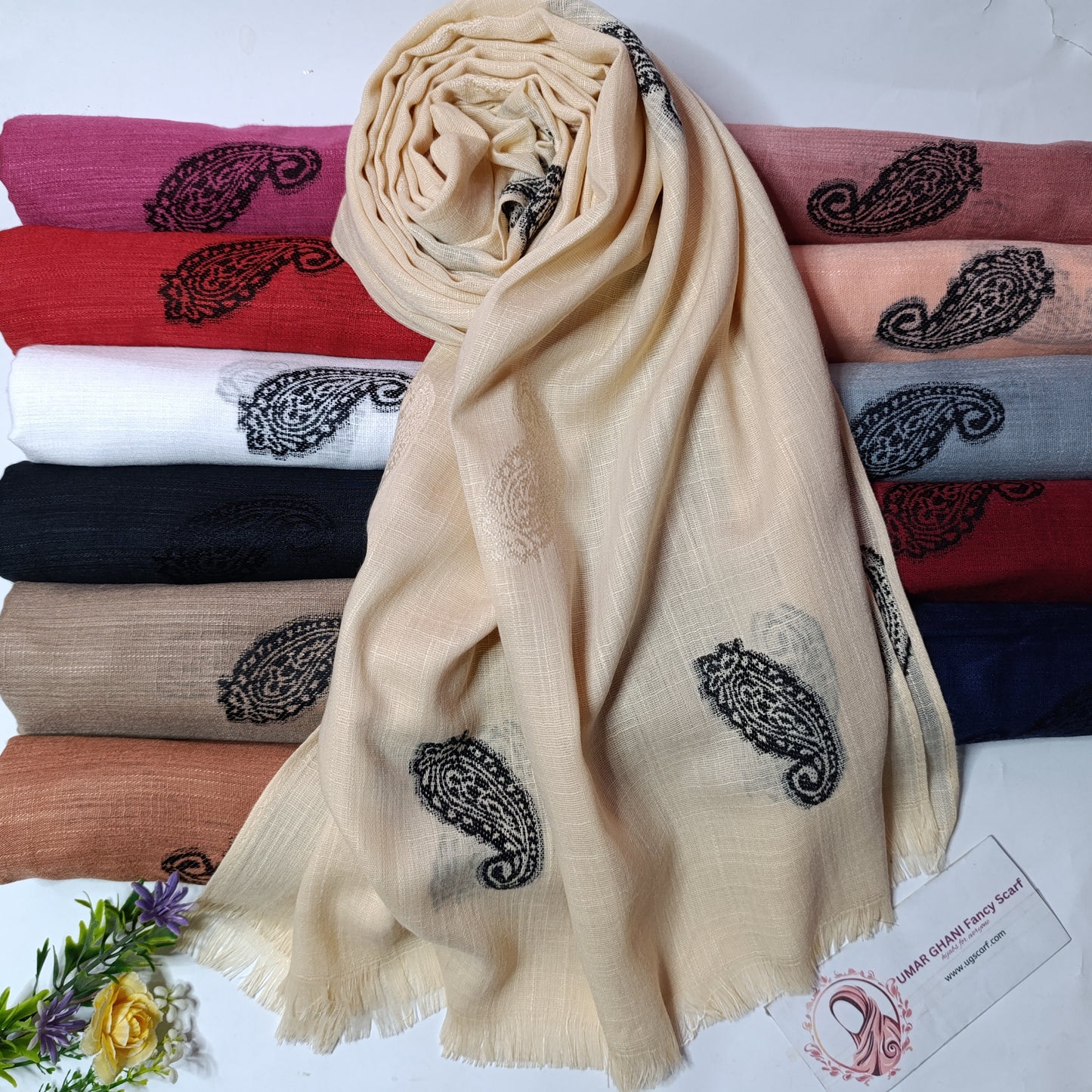 Imported Turkish Plain Fancy Embossed Hijab Scarf