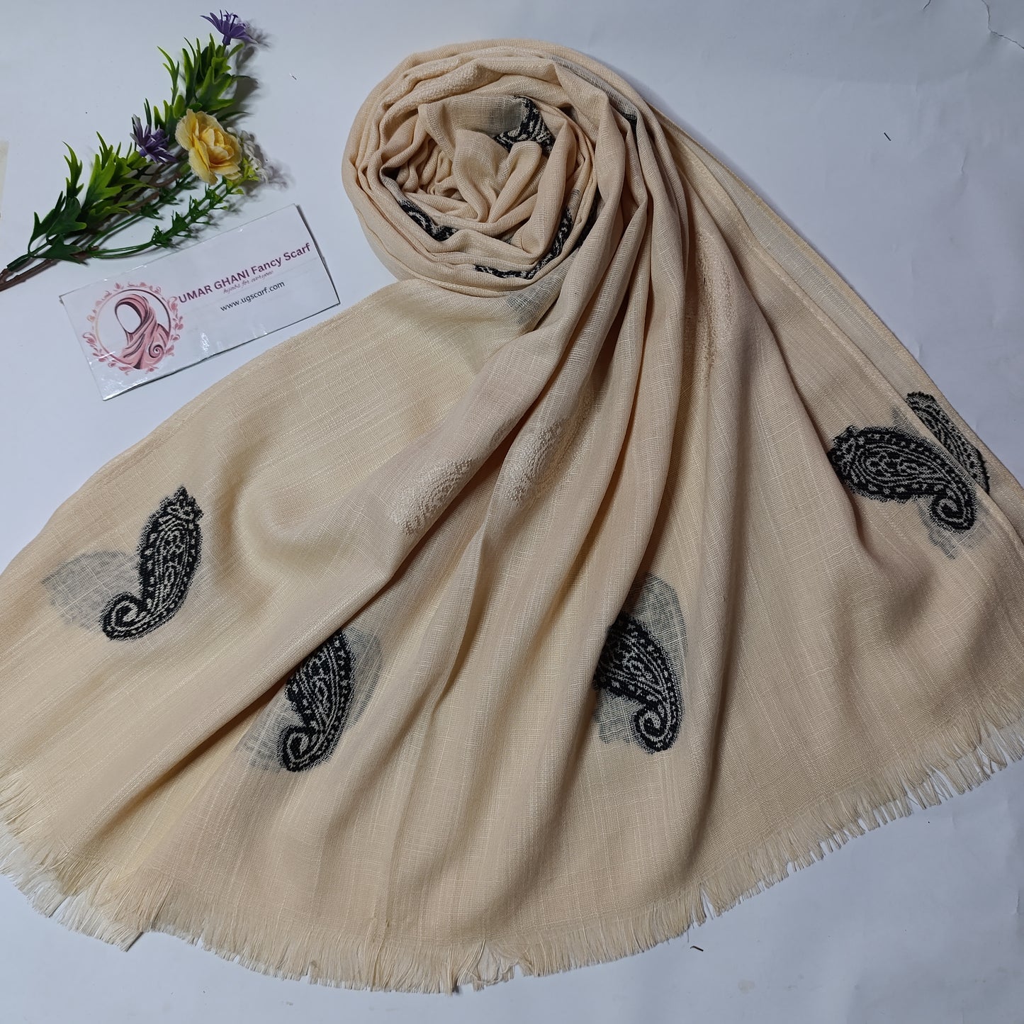 Imported Turkish Plain Fancy Embossed Hijab Scarf