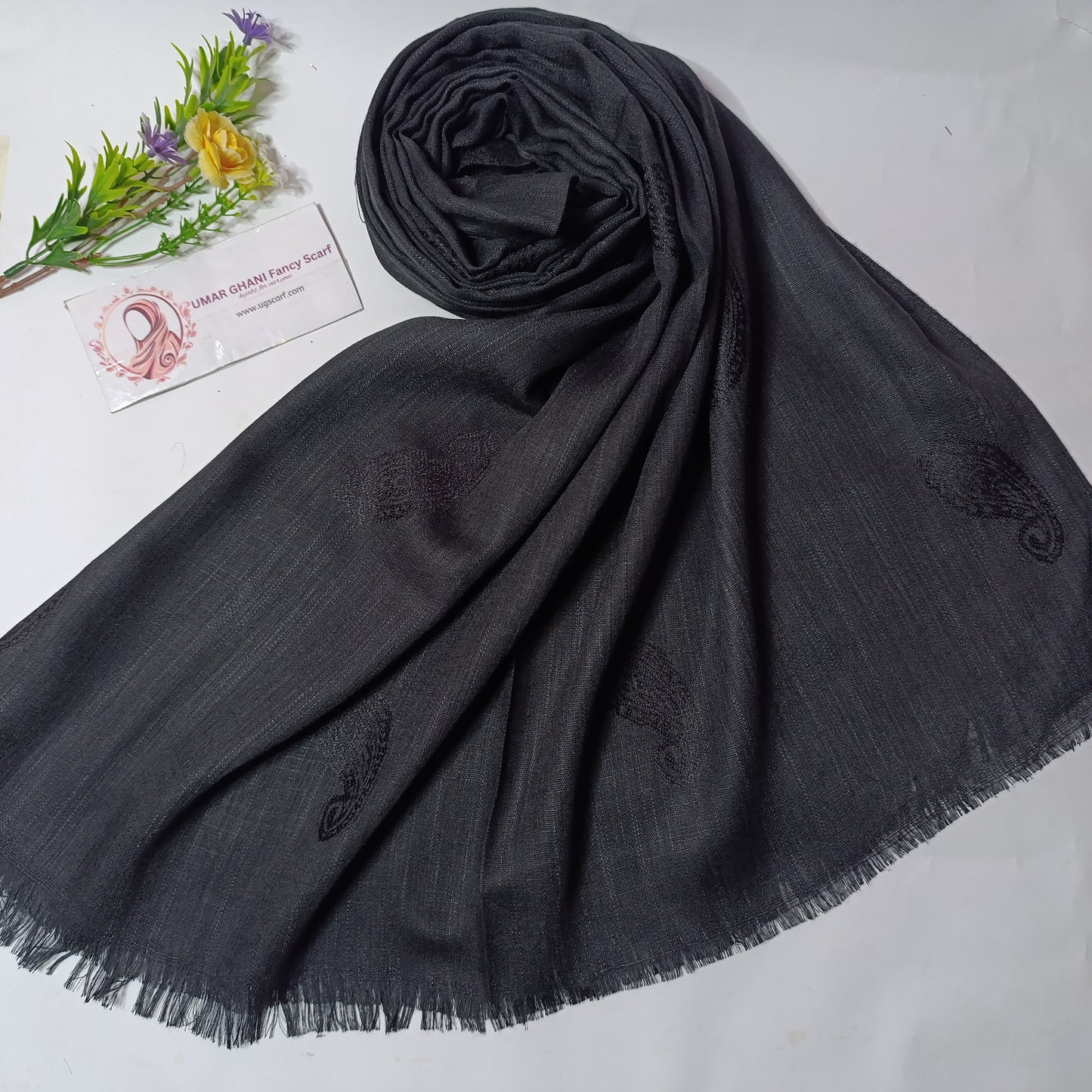 Imported Turkish Plain Fancy Embossed Hijab Scarf