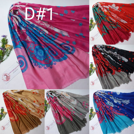 Imported Arbi Self Lawn Print Hijab Scarf