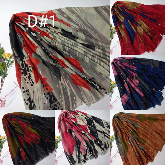 Imported Cashmere Slub Lawn Print Hijab Scarf